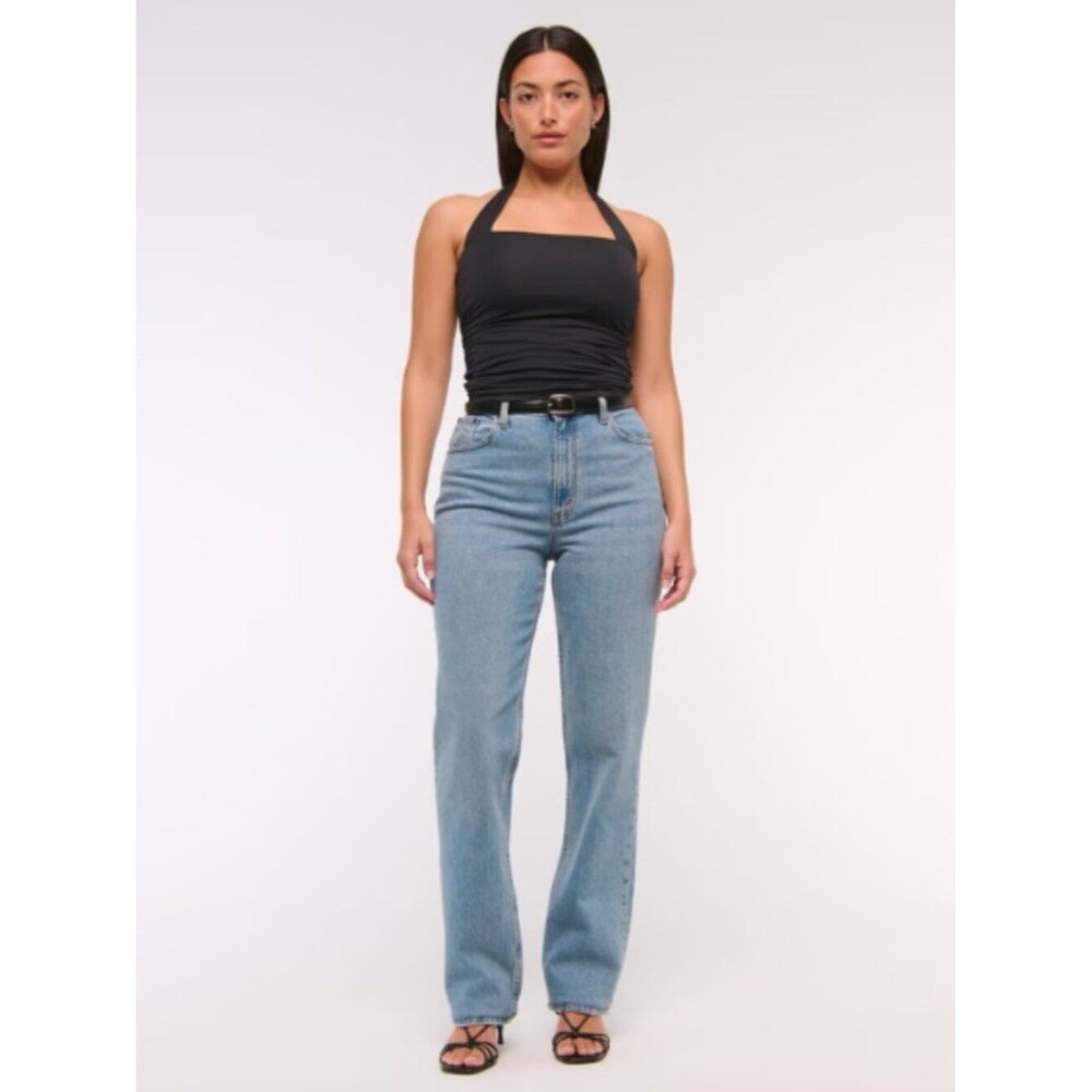 Abercrombie Curve Love 90s Straight Jeans Women 28L Medium Wash Ultra High Rise